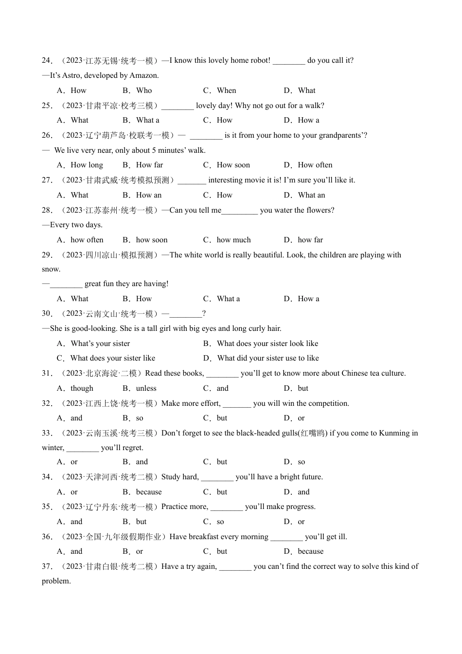 九年级英语中考资料 综合练09 简单句100题（四大句型全梳理）-2024年中考英语一轮复习知识清单（全国通用）（解析版）.docx