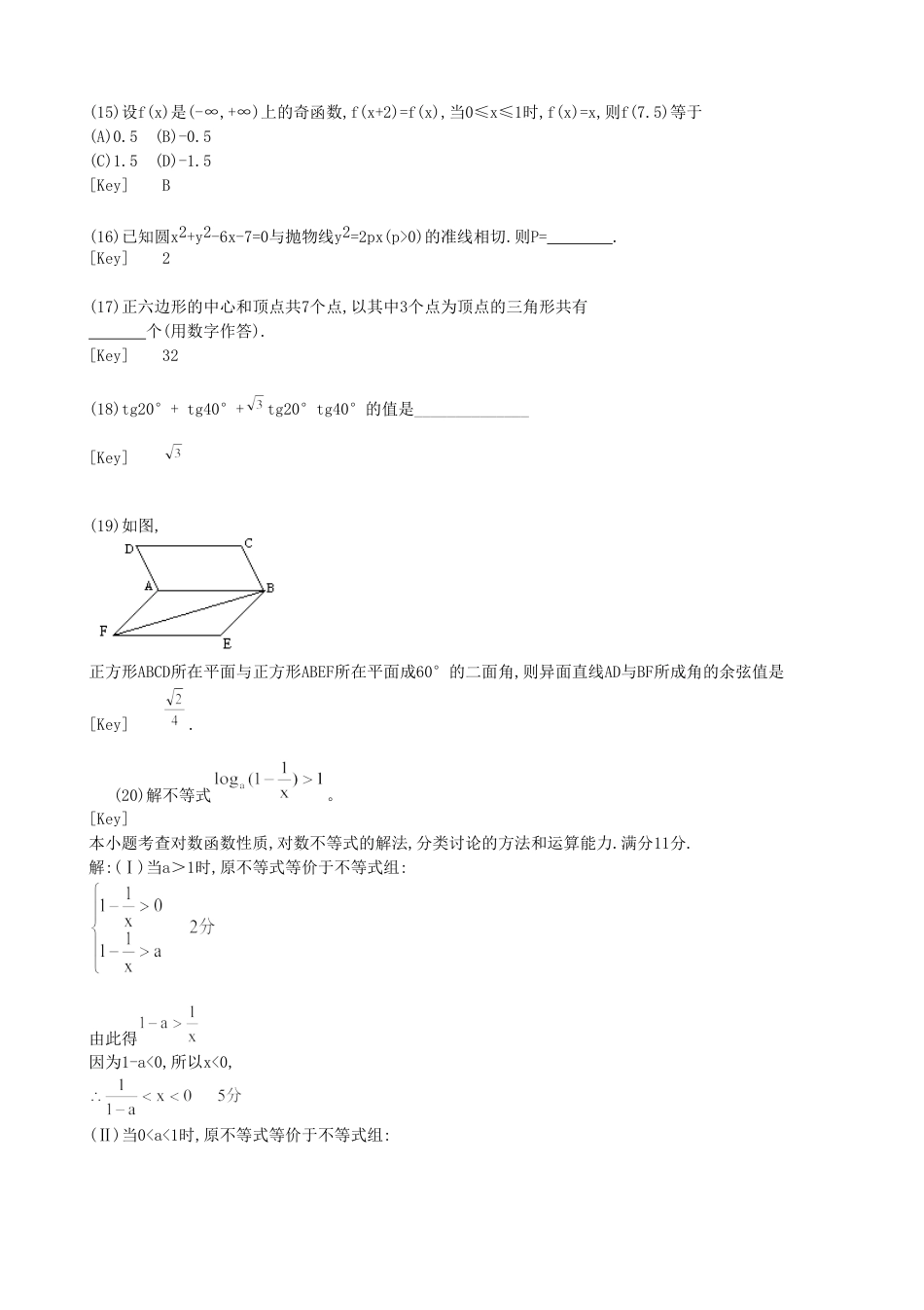 1996年青海高考理科数学真题及答案.doc