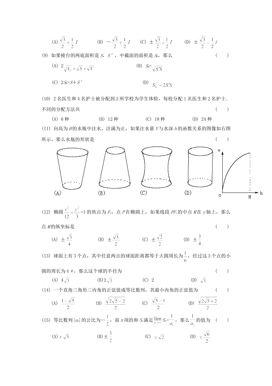 1998年江苏高考文科数学真题及答案.doc