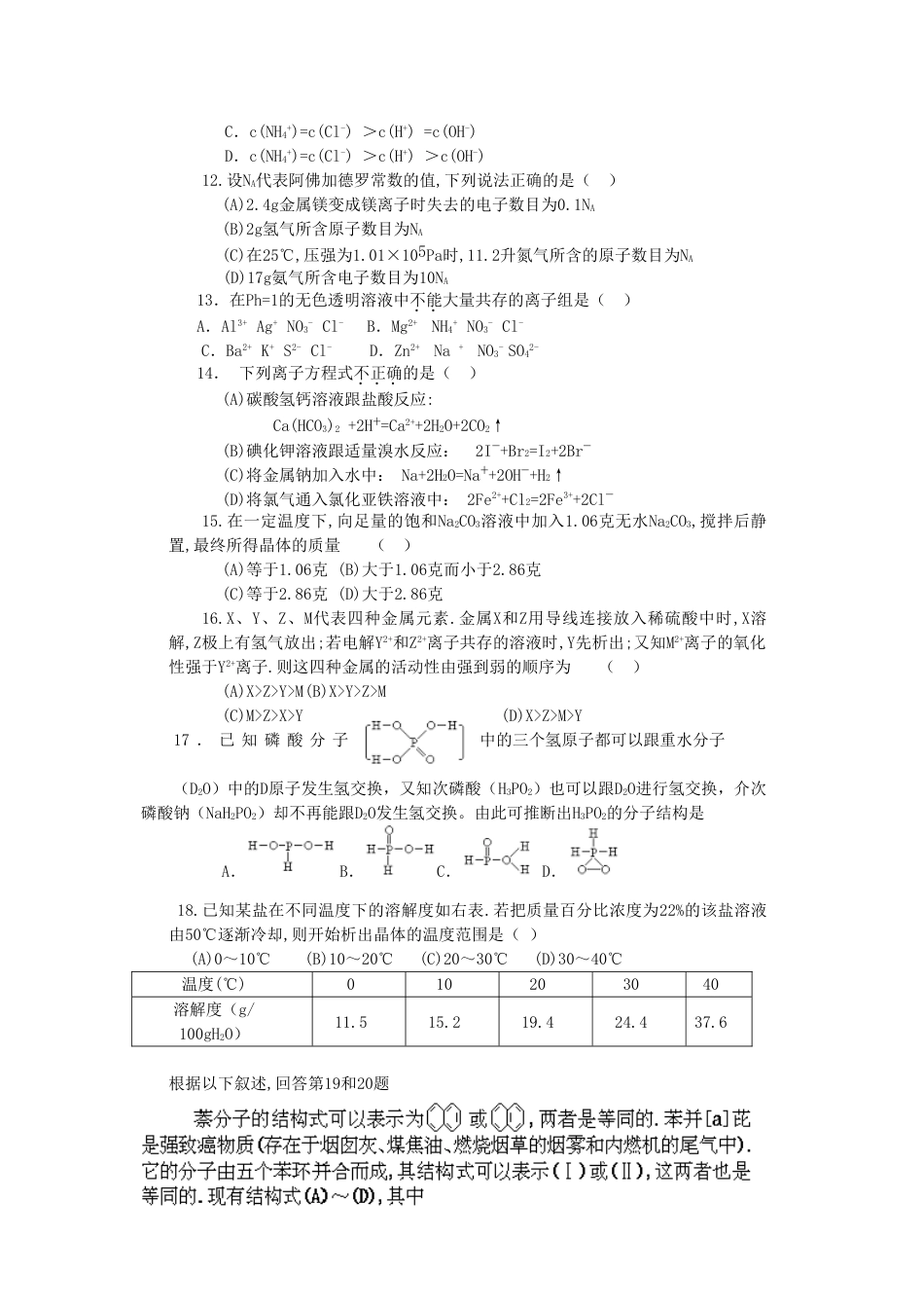 1994年天津高考化学真题及答案.doc