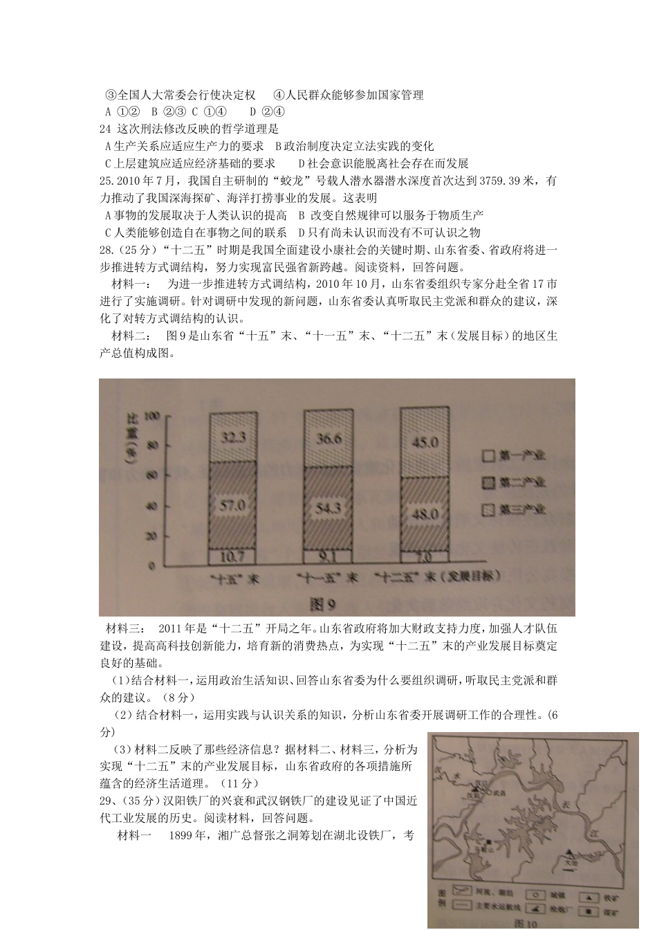 2011年高考真题 政治(山东卷)（含解析版）.doc