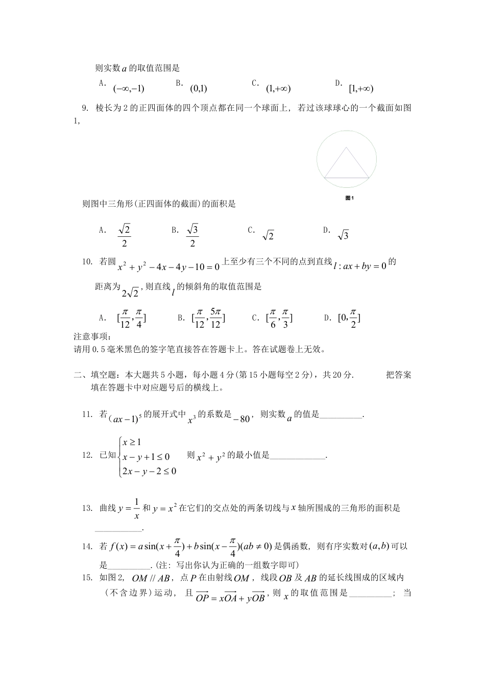 2006年高考数学真题（理科）（湖南自主命题）.doc