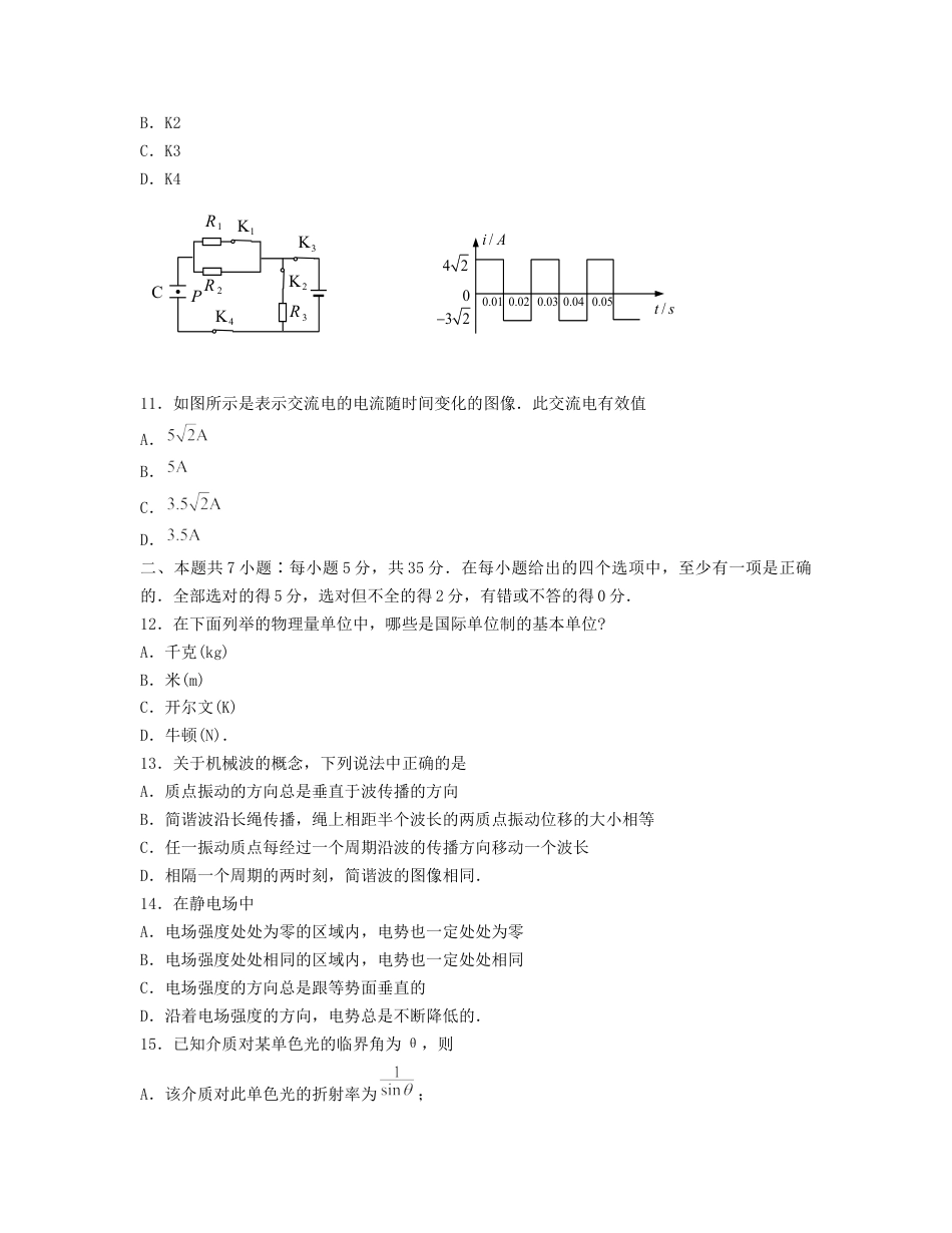 1995年江西高考物理真题及答案.doc