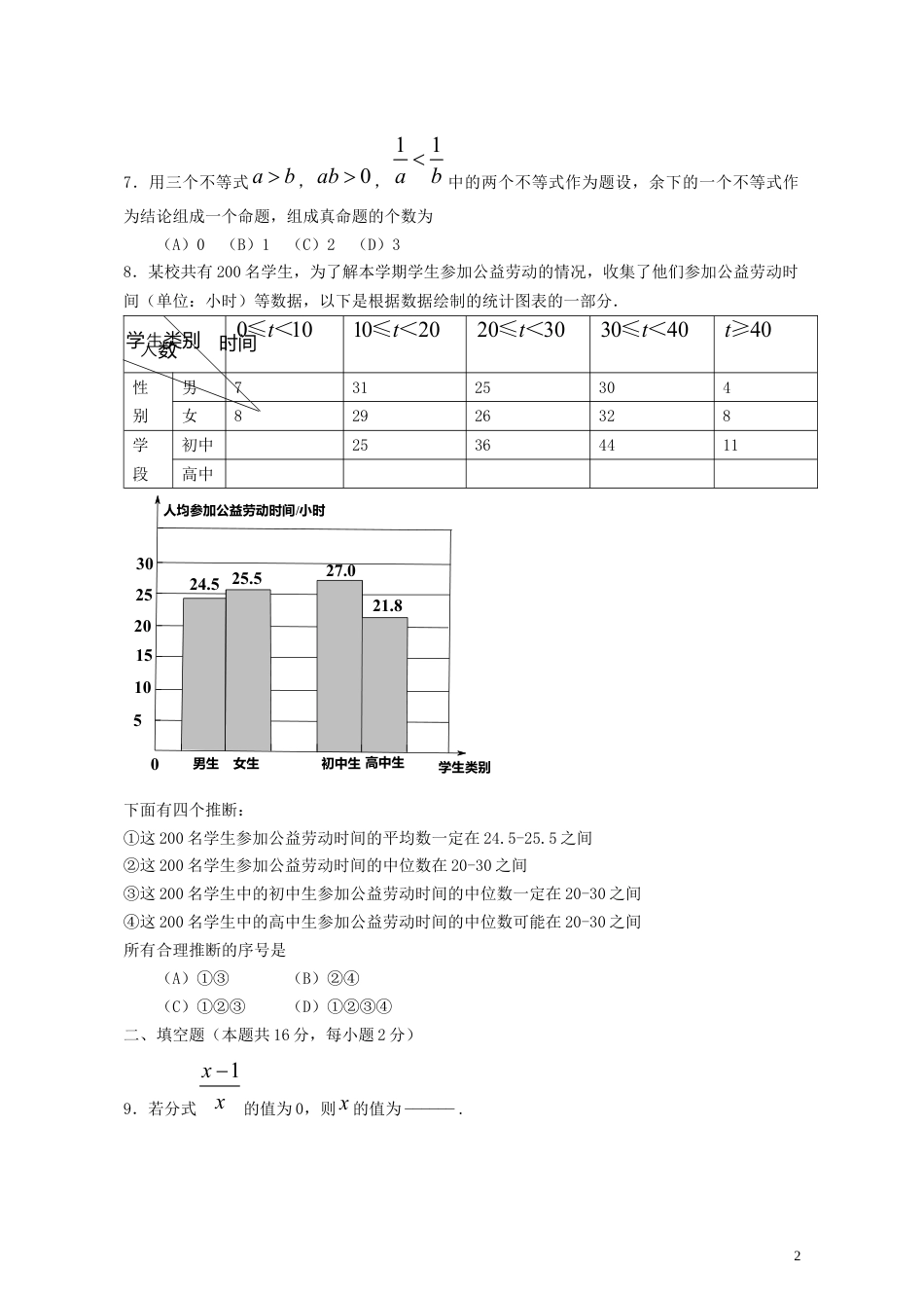 北京市2019年中考数学真题试题.docx