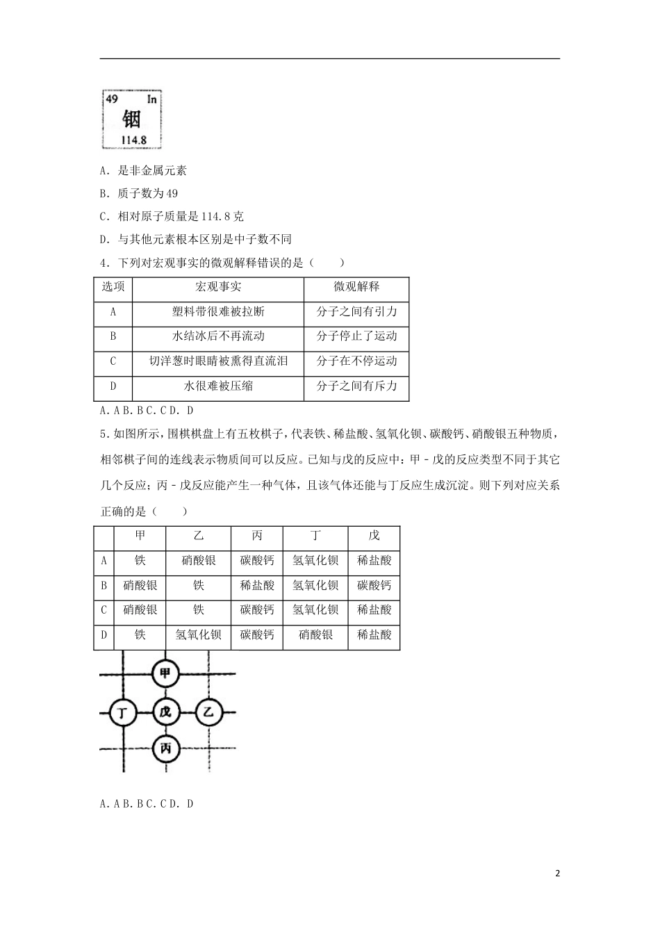 【初中九年级化学】浙江省义乌市2018年中考化学真题试题（含解析）.doc