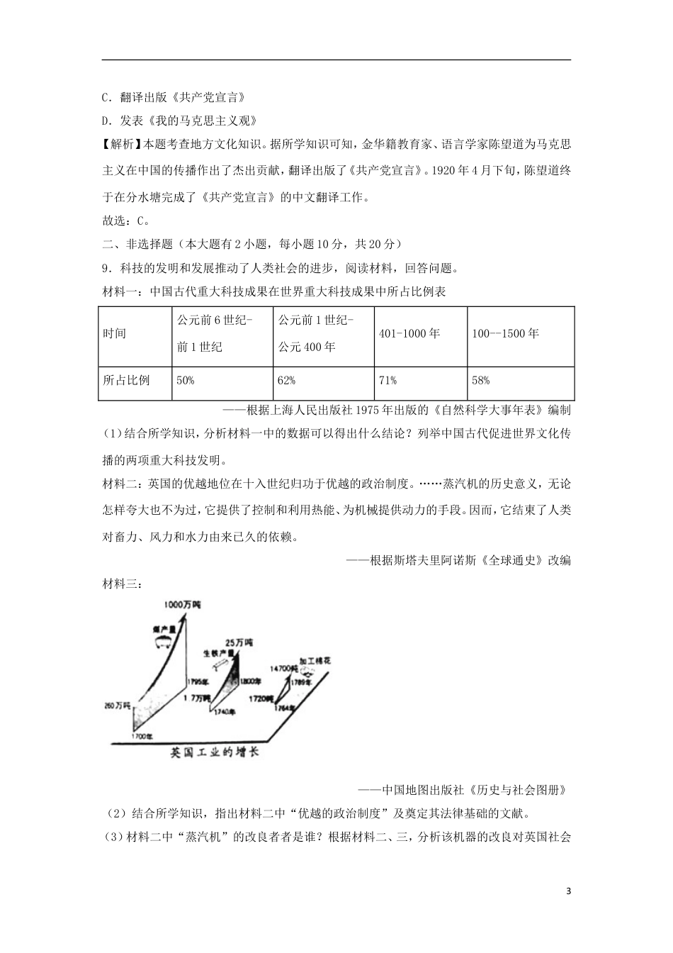 【初中九年级历史】浙江省丽水市、金华市2018年中考历史真题试题（含解析）.doc