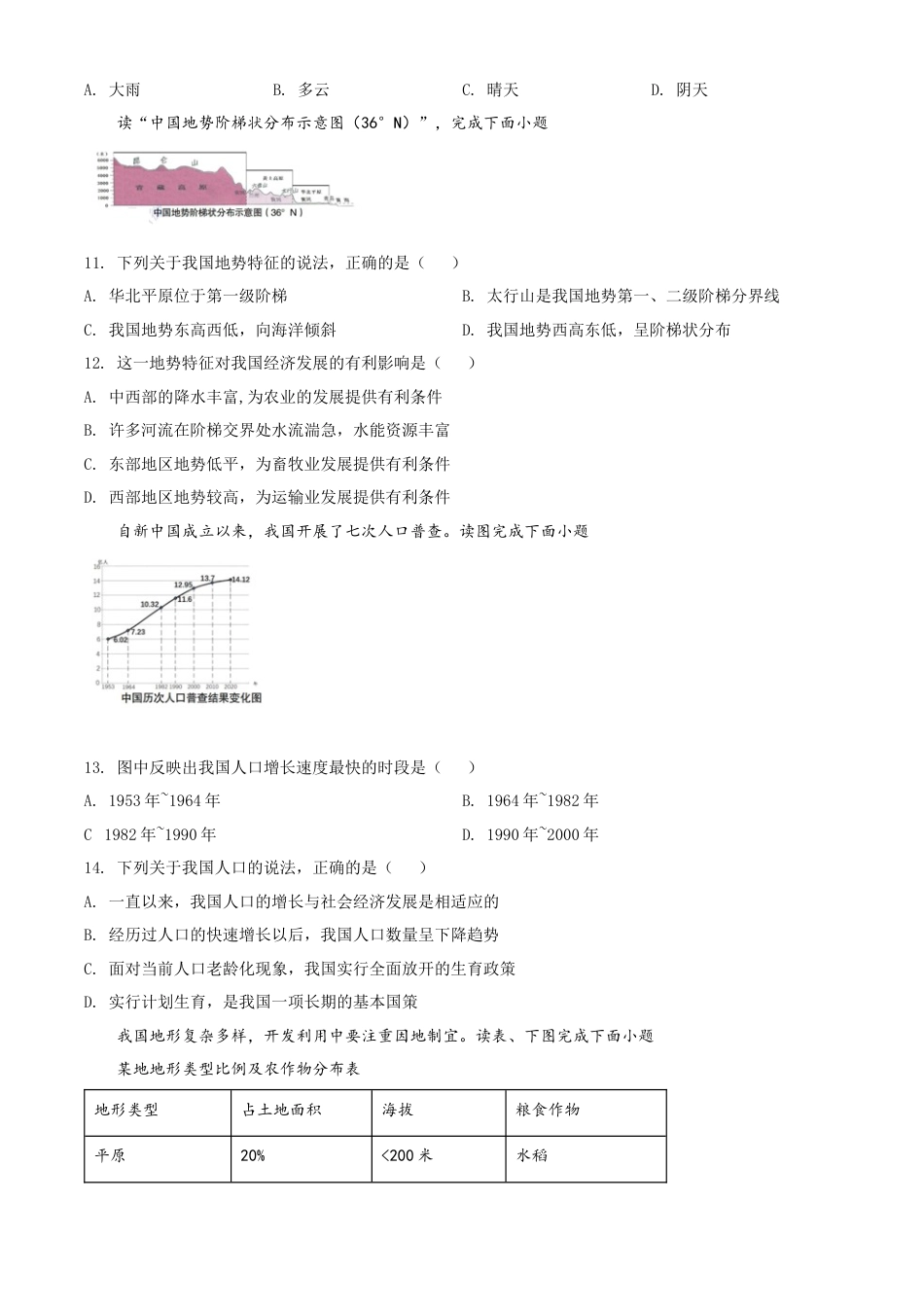 【初中九年级地理】精品解析：2022年湖北省宜昌市中考地理真题（原卷版）.docx