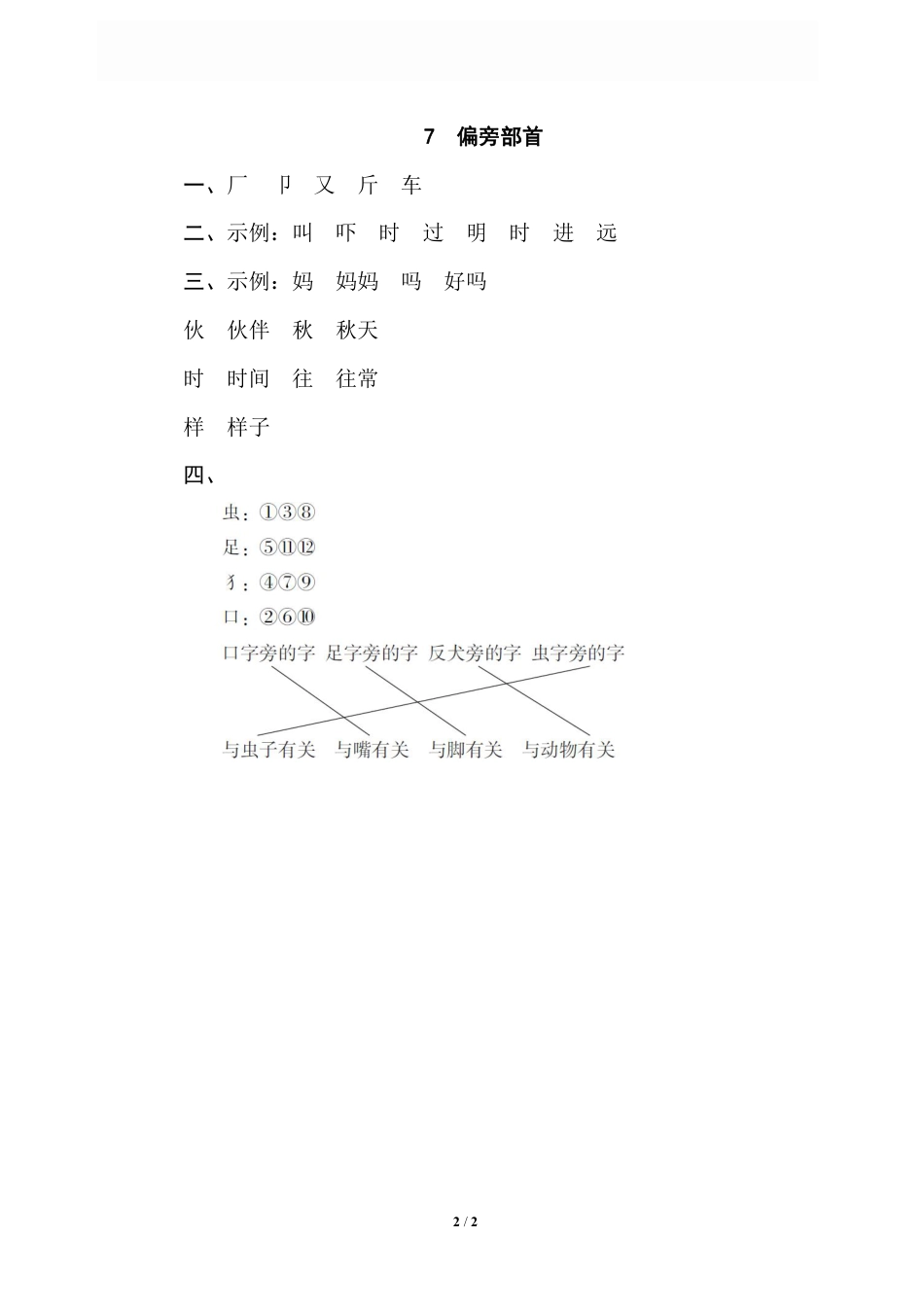 小学语文一年级上册7 偏旁部首.pdf