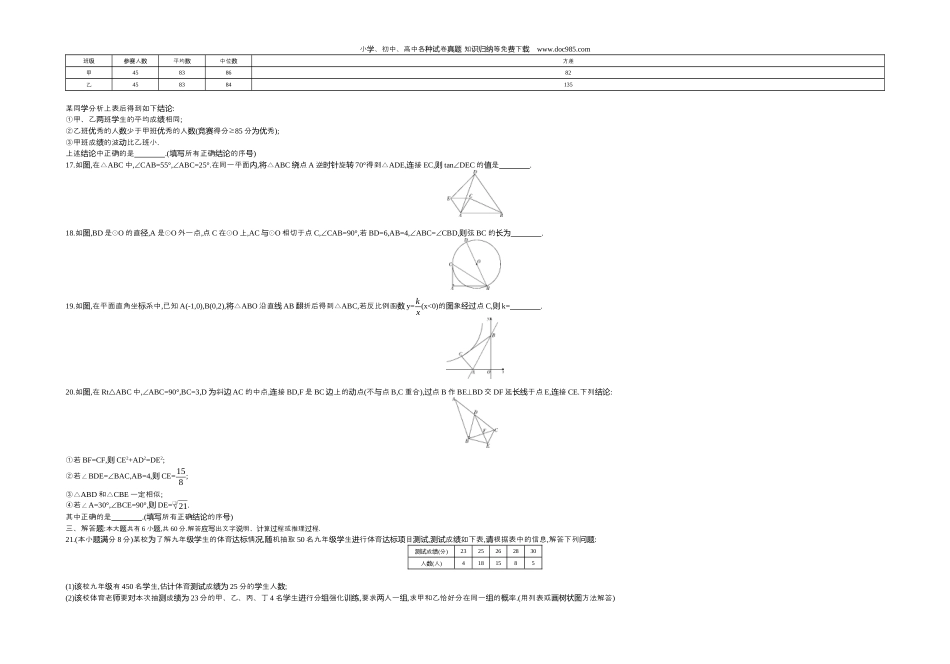 【初中历年中考真题】2019内蒙古包头数学试卷+答案+解析（word整理版）.docx