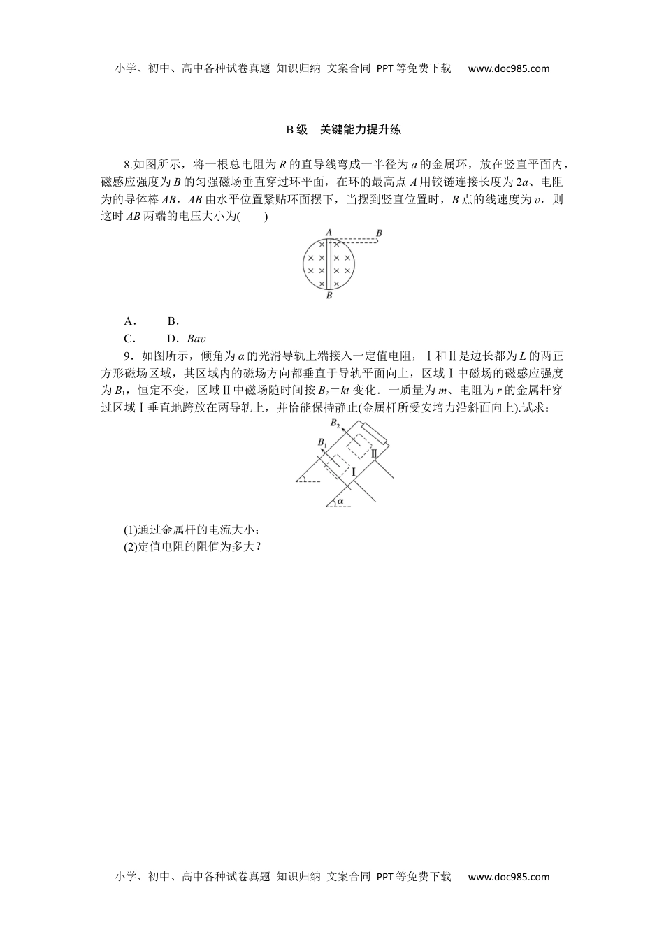 高中物理·选择性必修·第2册课时作业（Word）  分层作业(八).docx