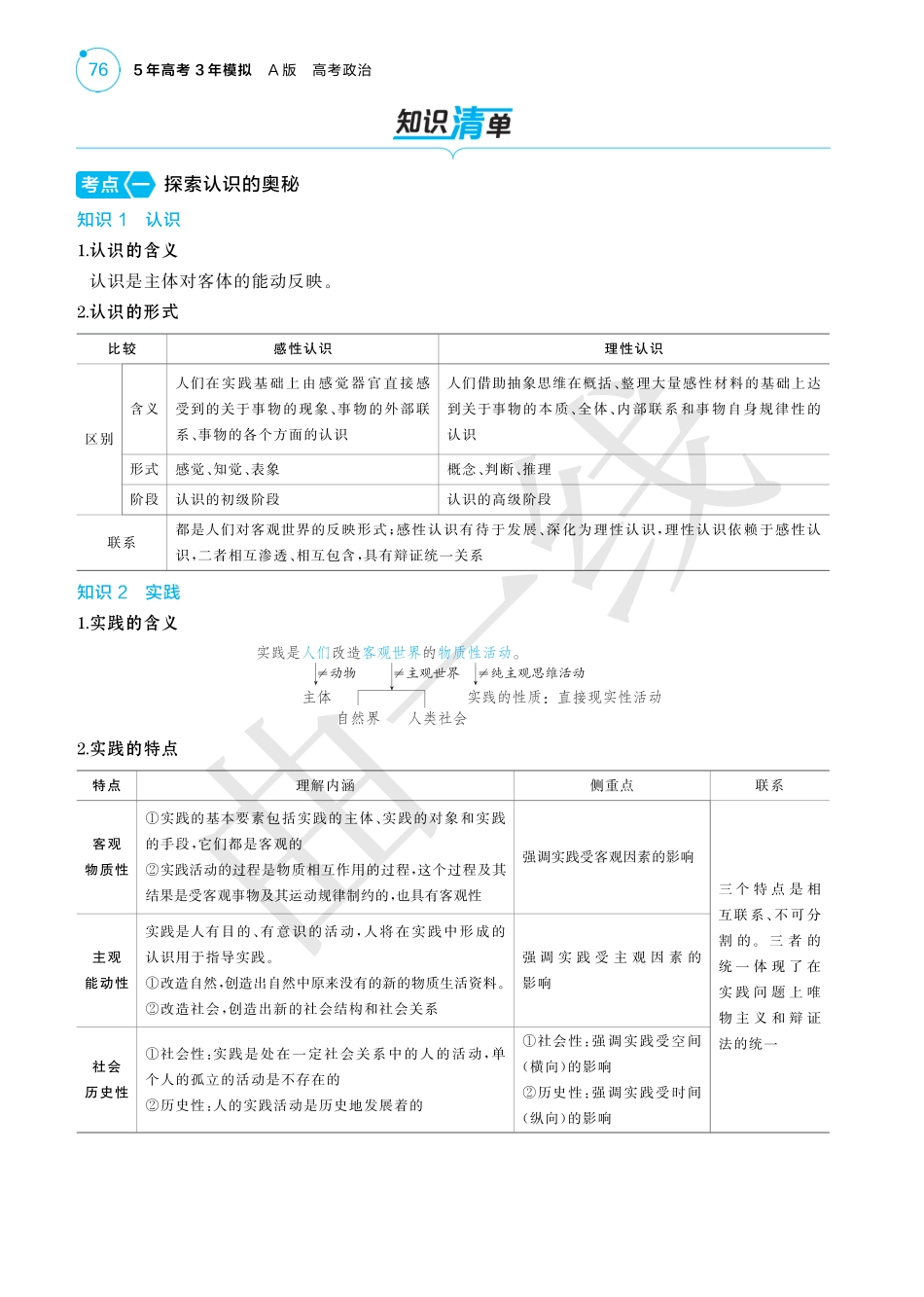 2025版新高考版 政治考点清单+考法清单专题九认识社会与价值选择.pdf