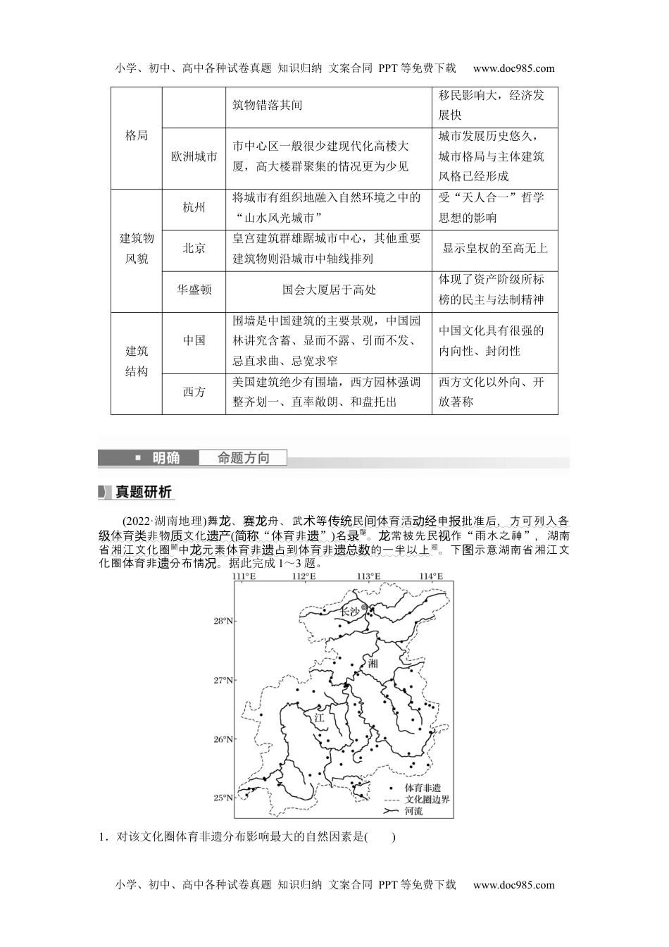 2024年高考地理一轮复习讲义（新人教版）2024年高考地理一轮复习（新人教版） 第2部分　第2章　课时46　地域文化与城乡景观.docx