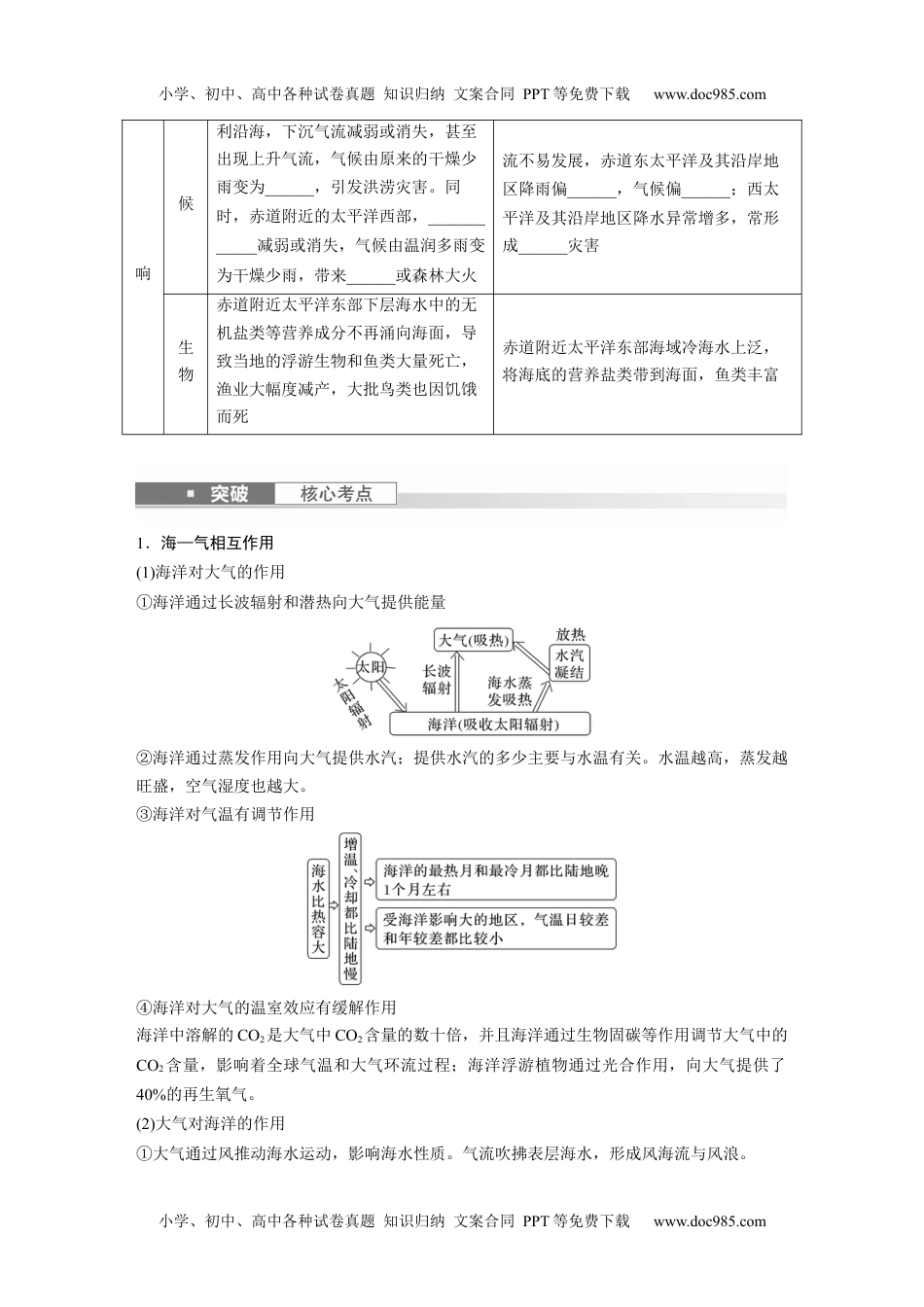 2024年高考地理一轮复习讲义（新人教版）第一部分　第四章　课时24　海—气相互作用.docx