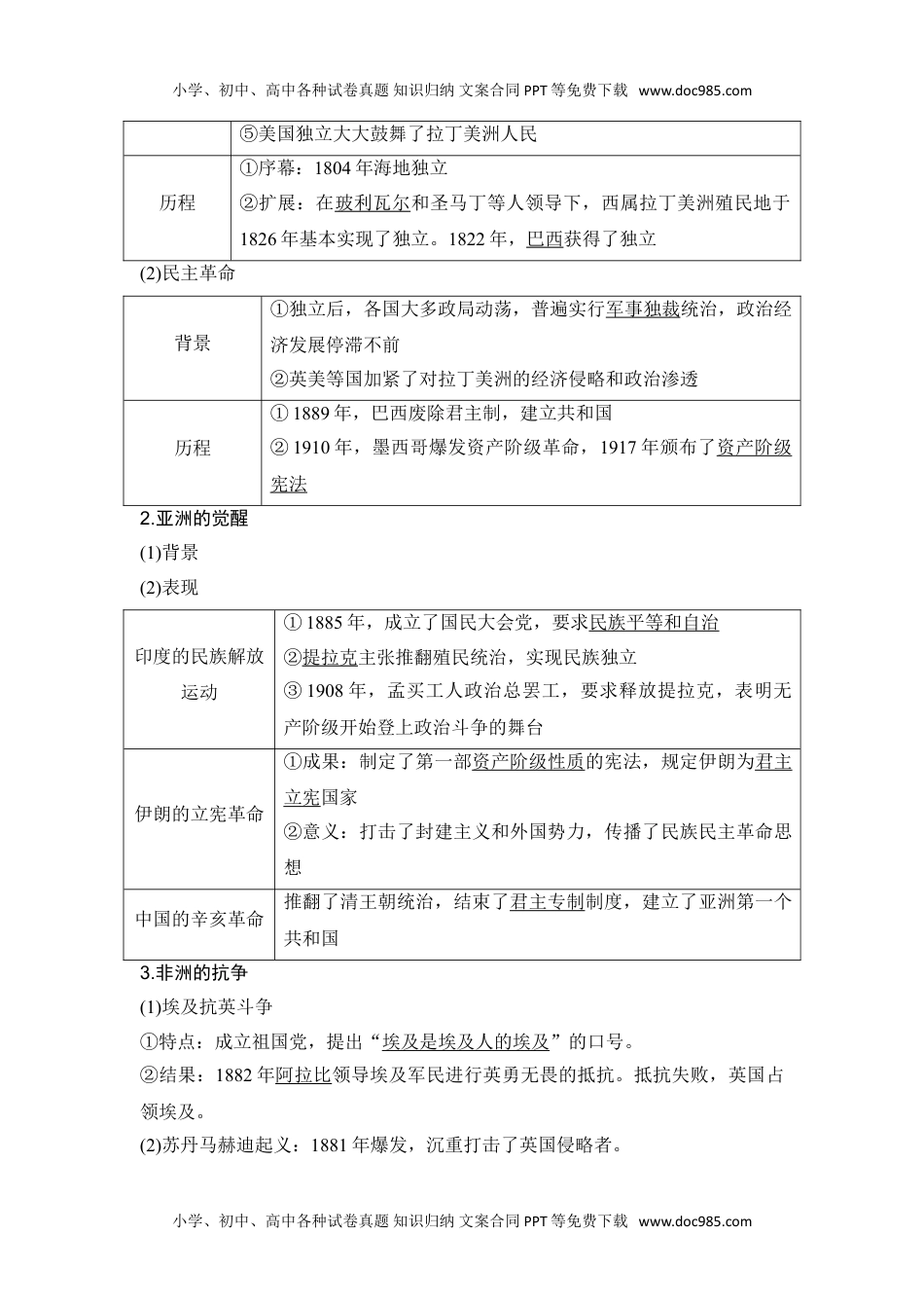 2024年高考历史一轮复习讲义（部编版）第43讲　亚非拉民族独立运动与世界殖民体系的瓦解.doc