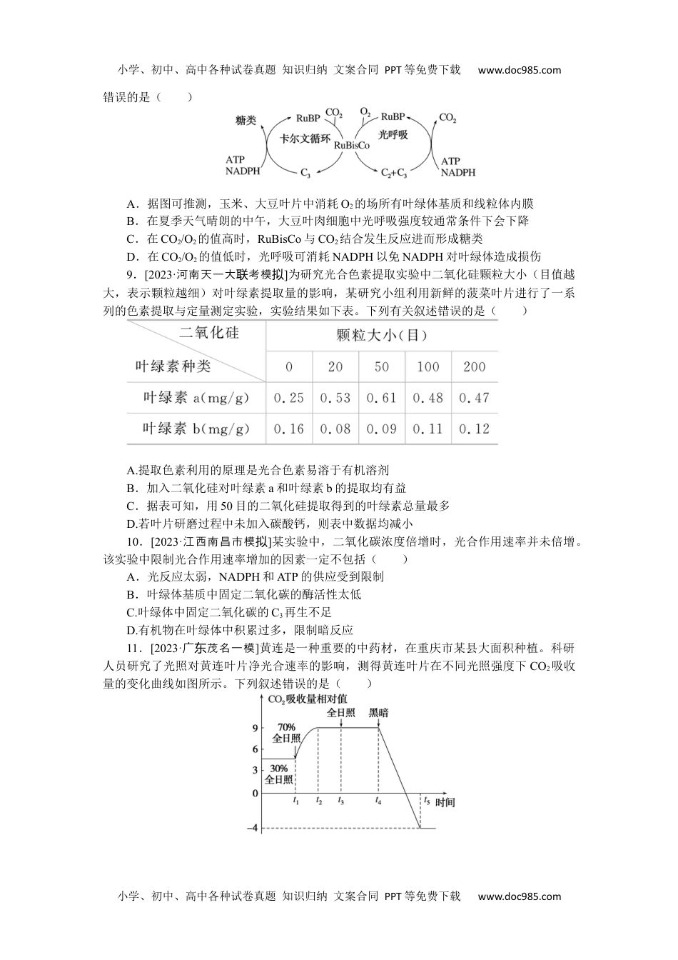 2024版《大考卷》全程考评特训卷·生物学【新教材】考点 10.docx