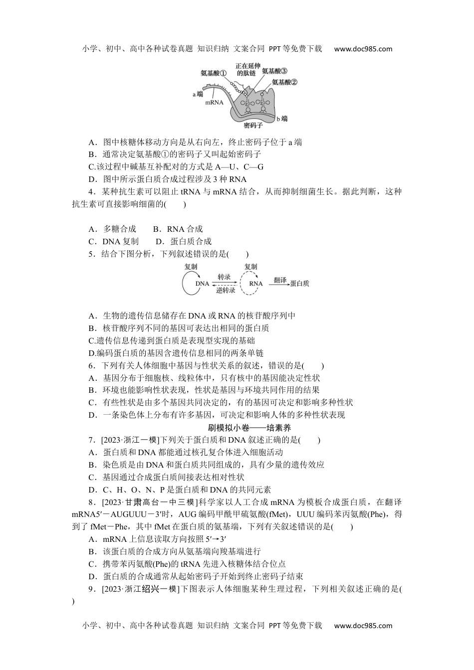 2024版《大考卷》全程考评特训卷·生物【统考版】考点19.docx