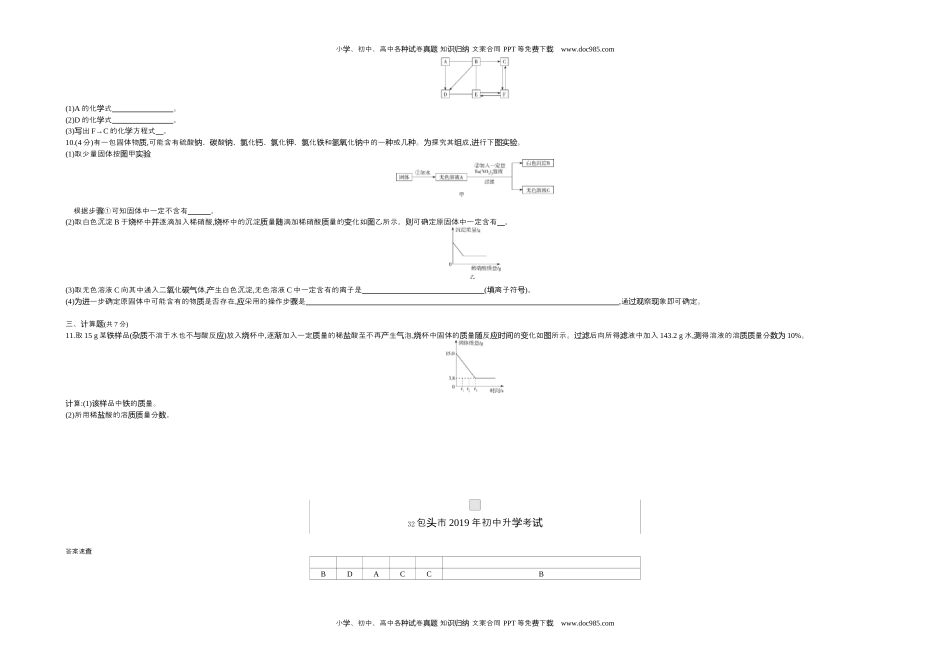 2019内蒙古包头化学试卷+答案+解析（word整理版）历年中考真题 电子版免费下载.docx