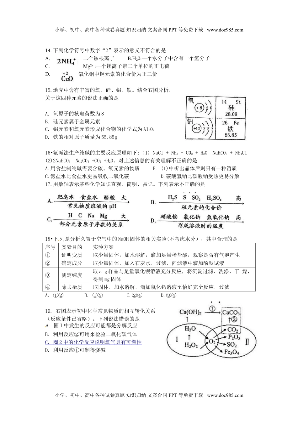 2015山东泰安化学试卷+答案（word整理版）历年中考真题 电子版免费下载.doc