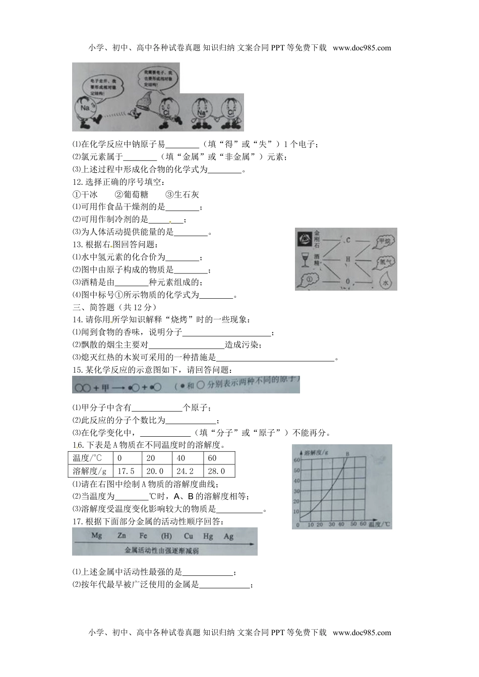 2015吉林化学试卷（word整理版）历年中考真题 电子版免费下载.doc