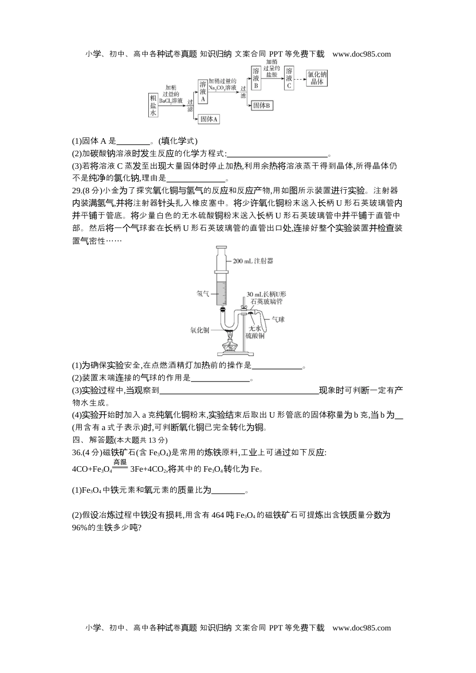 2021杭州化学试卷+答案+解析（word整理版）历年中考真题 电子版免费下载.docx