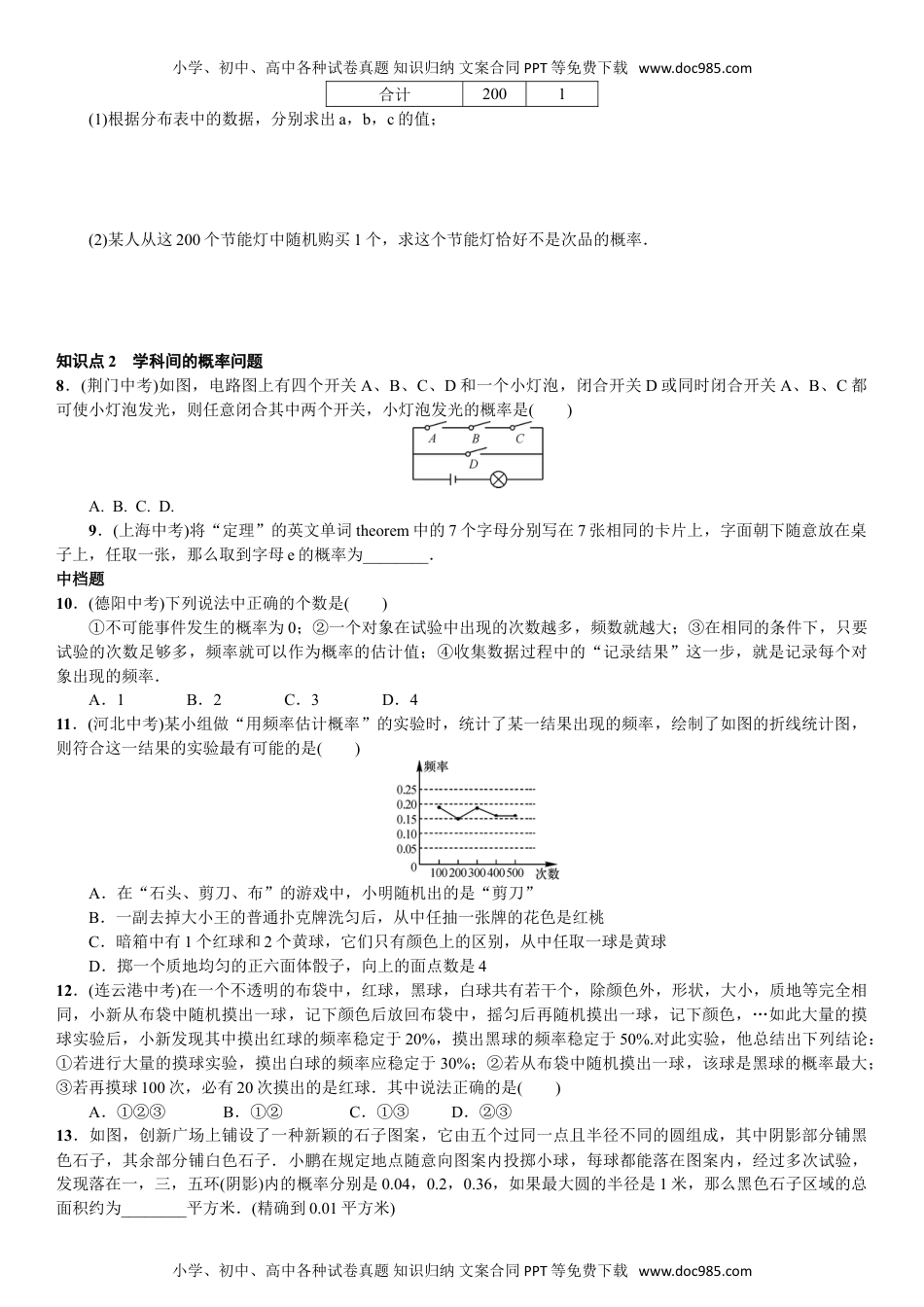 九年级下册数学 用频率估计概率.doc