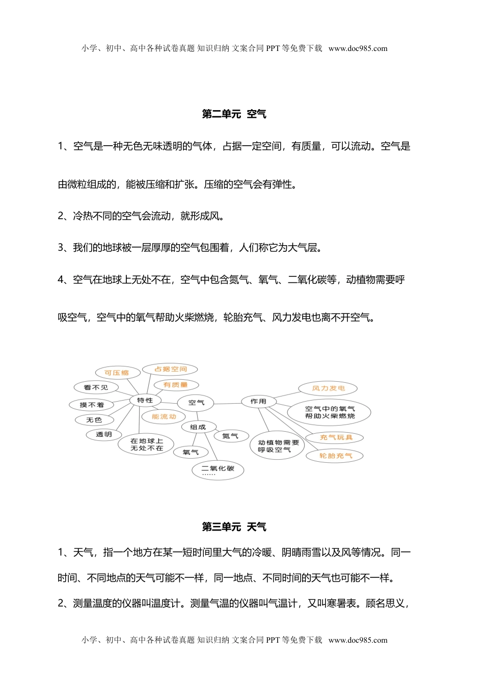 三年级科学上册教科版小学科学3上 单元期末复习知识要点（一）（4页）.doc