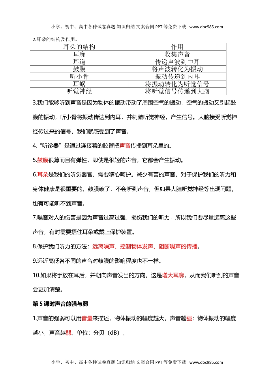 四年级科学上册教科版小学科学4上 课文知识点总结（18页） (1).doc