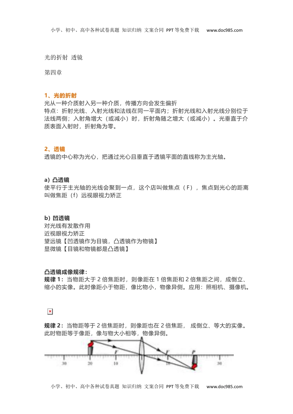 中考物理光学知识点真题详解.docx