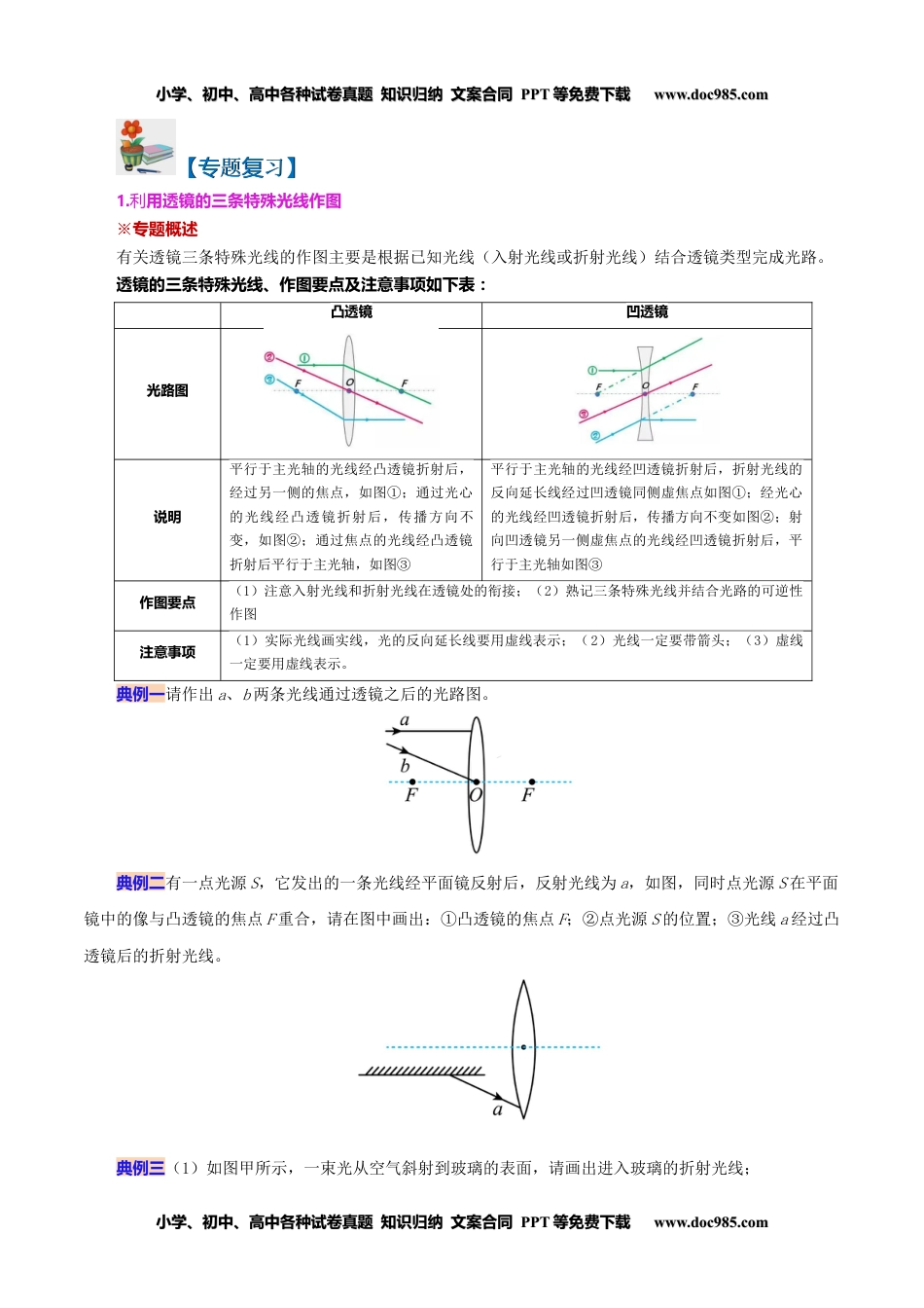 八年级物理上册同步练习5.6 第五章 透镜及其应用复习总结（学生版）-八年级物理上册同步精品讲义（人教版）.docx