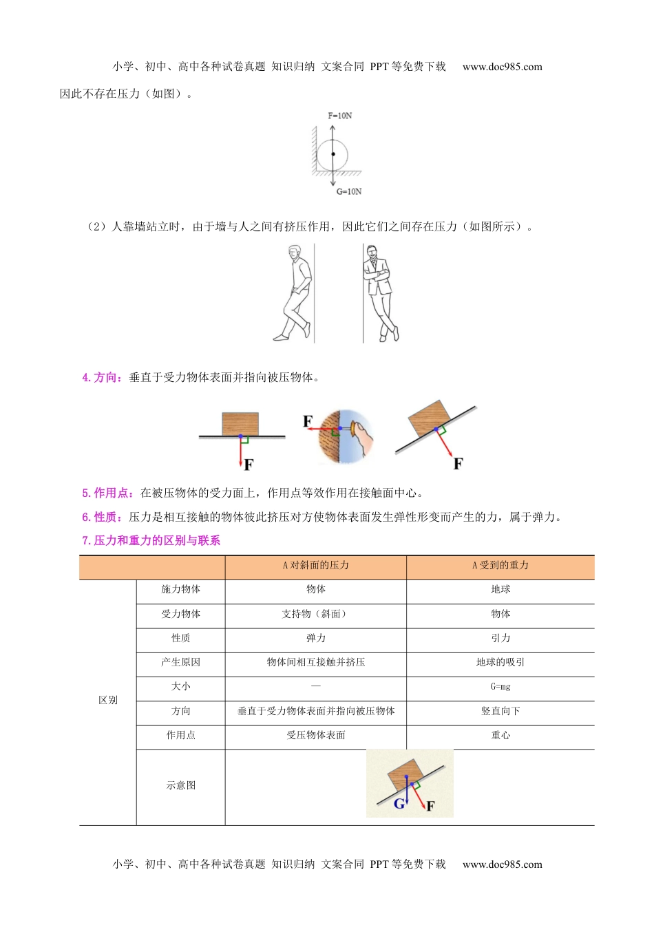 八年级物理下册同步练习9.1 压强（学生版）-八年级物理下册同步精品讲义（人教版）.docx