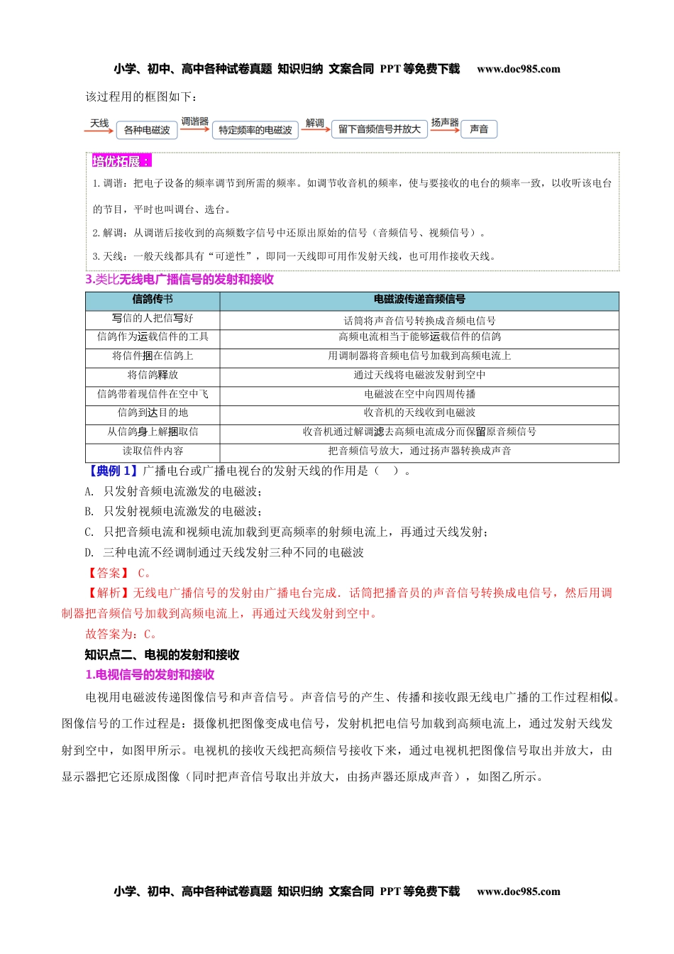 九年级物理全一册同步练习21.3 广播、电视和移动通信（教师版）-九年级物理全册同步精品讲义（人教版）.docx