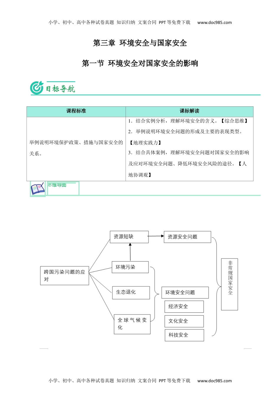 2023年高二地理同步精品讲义3.1 环境安全对国家安全的影响-【教师版】（选择性必修3）.docx