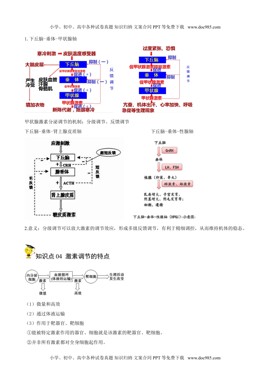 3.2 激素调节的过程（教师版）-高二生物同步精品讲义（人教版2019选择性必修1）.doc