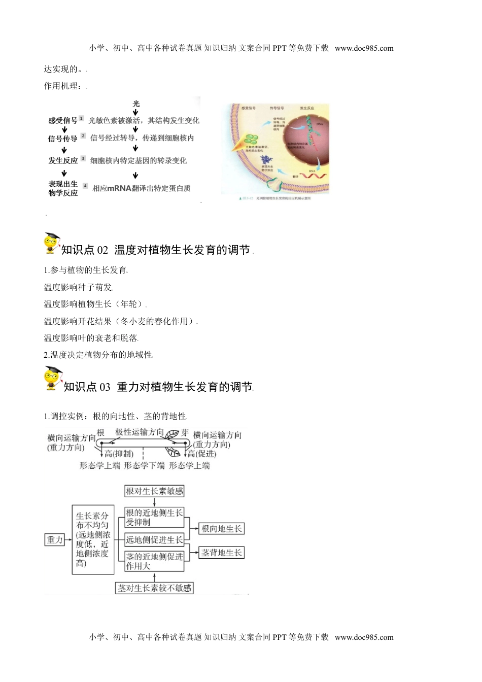 5.4 环境因素参与调节植物的生命活动（学生版）-高二生物同步精品讲义（人教版2019选择性必修1）.doc