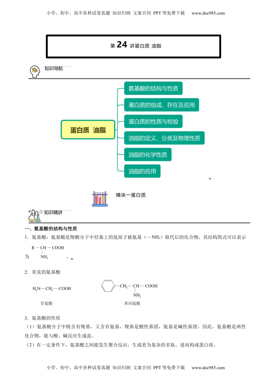 第24讲 蛋白质 油脂（学生版）-高一化学同步精品讲义（人教版2019必修第二册）.docx