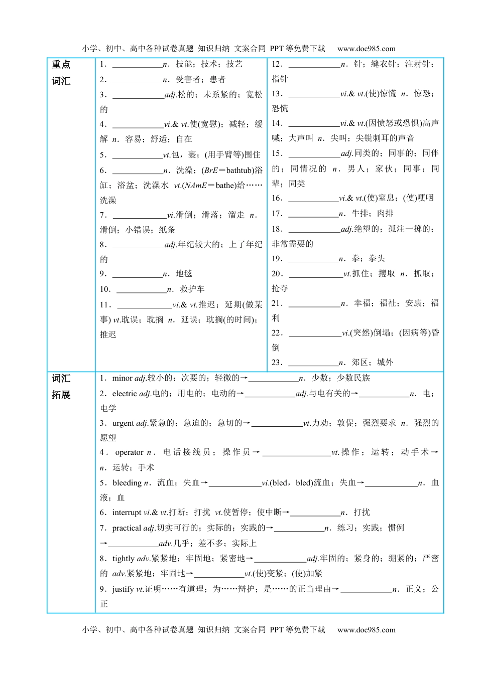 高二英语同步精品讲义（选择性必修二）专题20.Unit 5  First Aid第四讲单元知识回顾及优化集训（学生版）高二英语同步精品讲义（人教2019选择性必修第二册）.docx