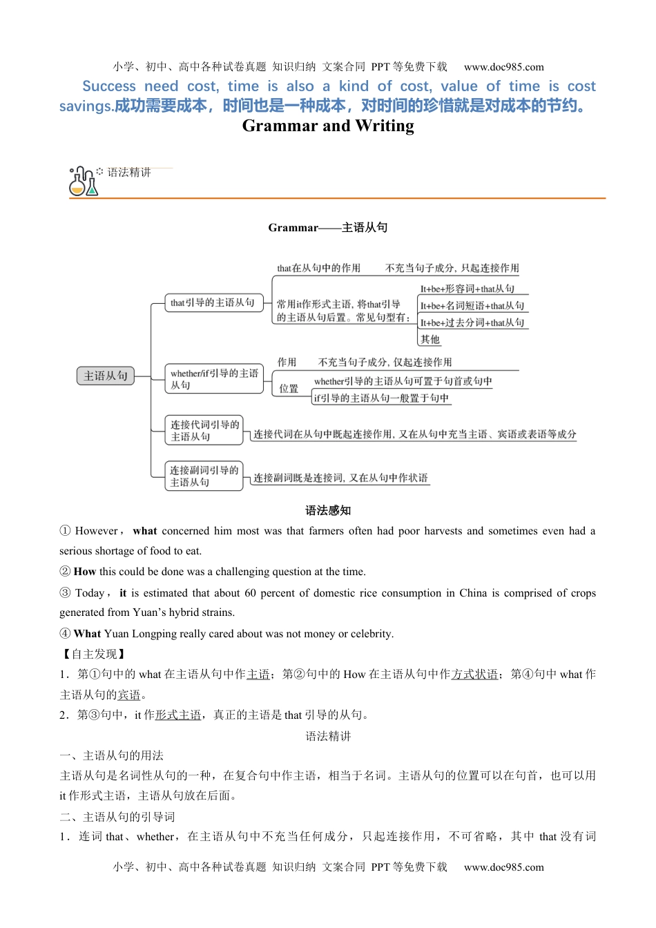 高二英语同步精品讲义（选择性必修一）专题19.Unit5 Working the Land第三讲Grammar and Writing（学生版）--高二英语同步精品讲义（人教2019选择性必修第一册）.docx