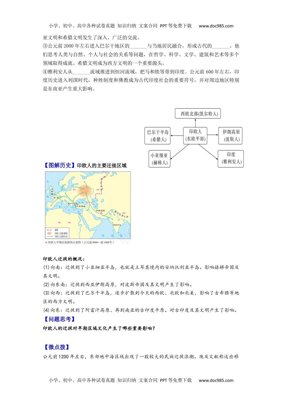 历史同步精品讲义（选择性必修3文化交流与传播）第6课  古代人类的迁徙和区域文化的形成（学生版）-2023同步精品讲义（选择性必修3）.docx