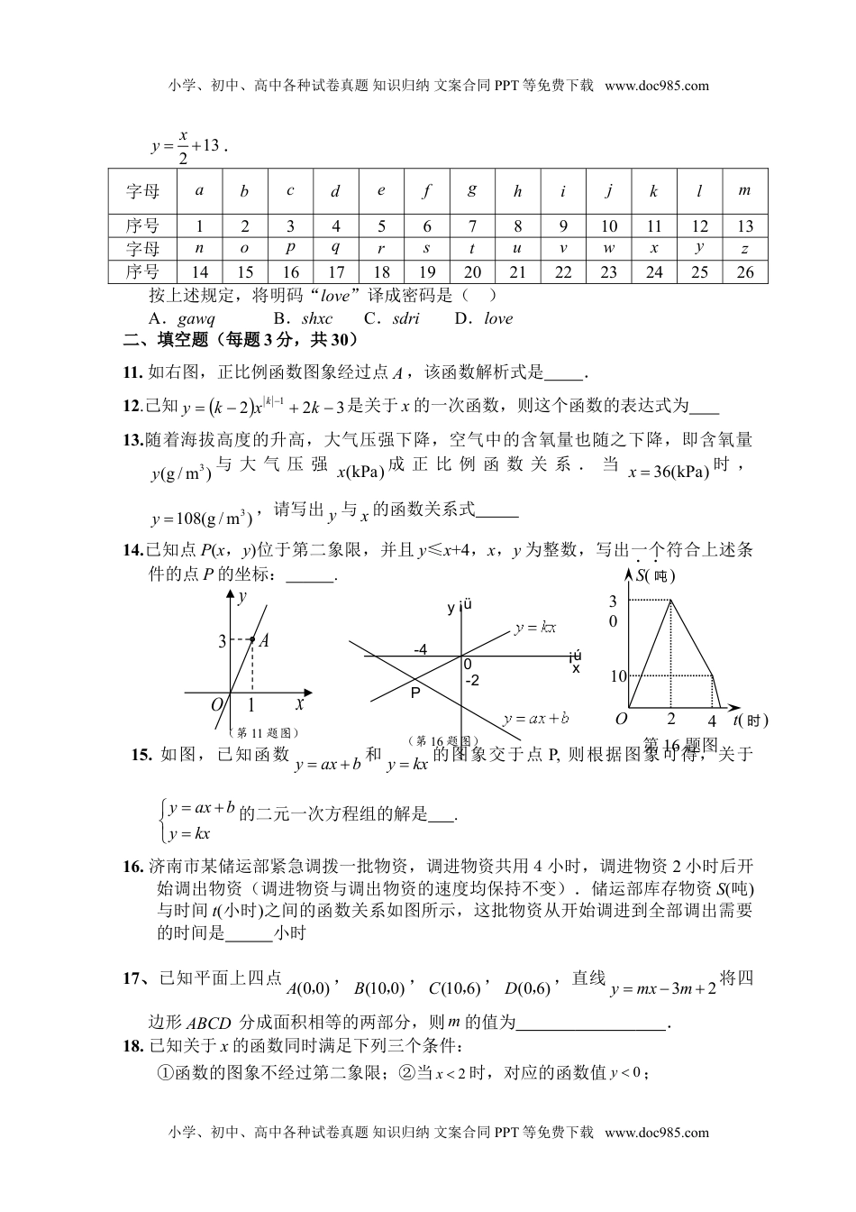 新人教版八年级下册第19章 一次函数 单元测试试卷（B卷）.doc