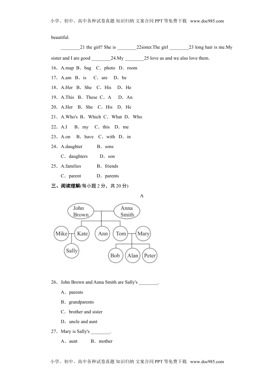 初中七年级英语上册单元测试卷1 (1).doc