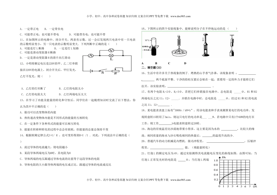 九年级物理期末测试卷(最新人教版全一册).doc