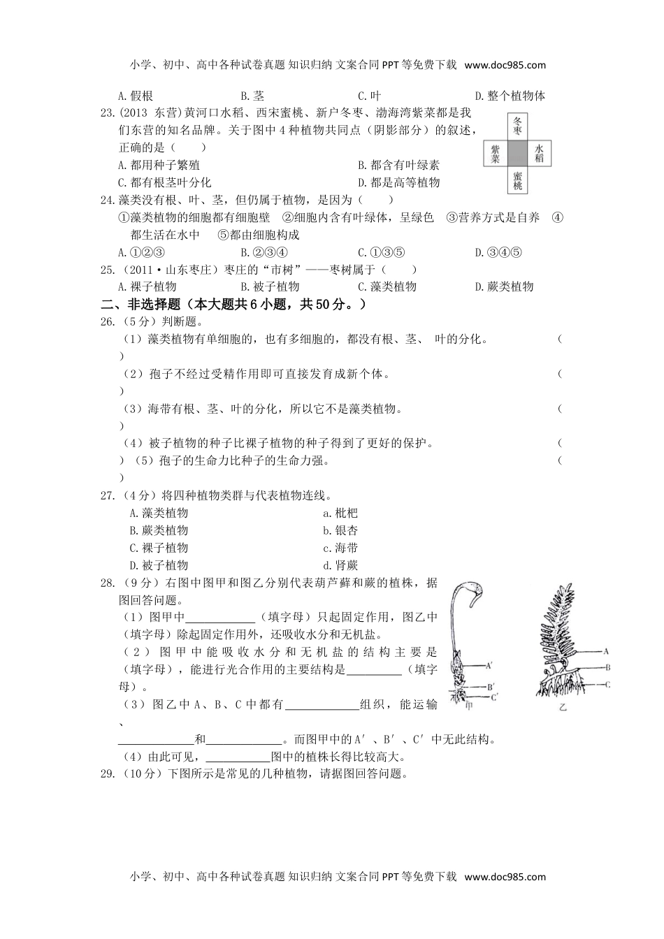 初中七年级生物上册单元测试1 含答案.doc