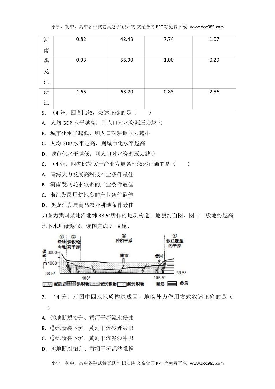 2014年浙江省高考地理试卷往年高考真题.doc