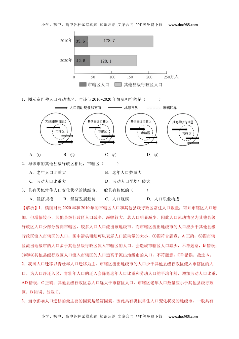 【高考地理】备战2024年（新高考专用）专题07 人口与城市易错突破（6大易错）-备战2024年高考地理考试易错题（全国通用） （解析版）.docx