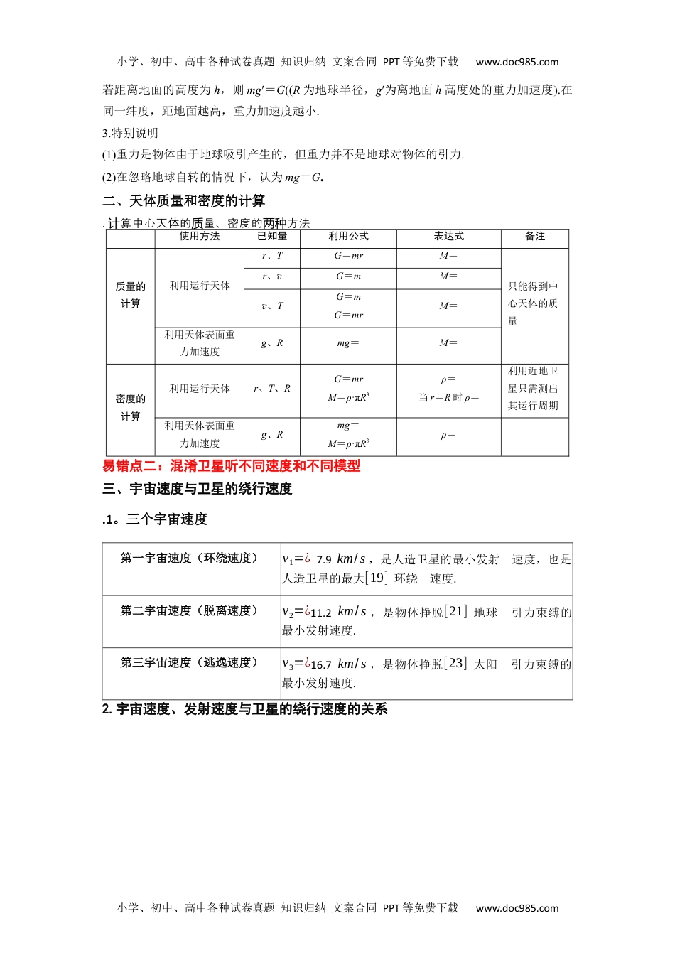 【高考物理】备战2024年（新高考专用）易错点05 万有引力与航天-（3大陷阱）-备战2024年高考物理考试易错题（原卷版）.docx