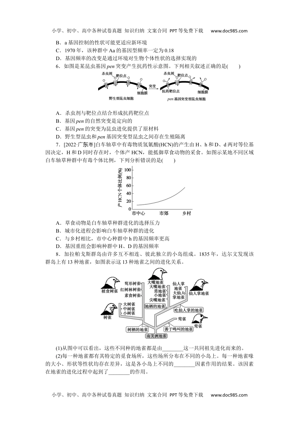 高中2023《微专题·小练习》·生物·新教材·XL-7专练60　种群基因组成的变化与物种的形成.docx