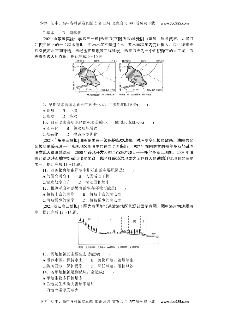 高中2022·微专题·小练习·地理【新高考】专练73　资源环境与国家安全.docx