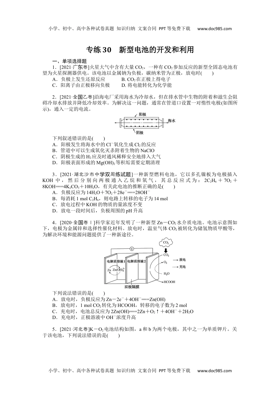 高中2022·微专题·小练习·化学【新高考】专练30.docx