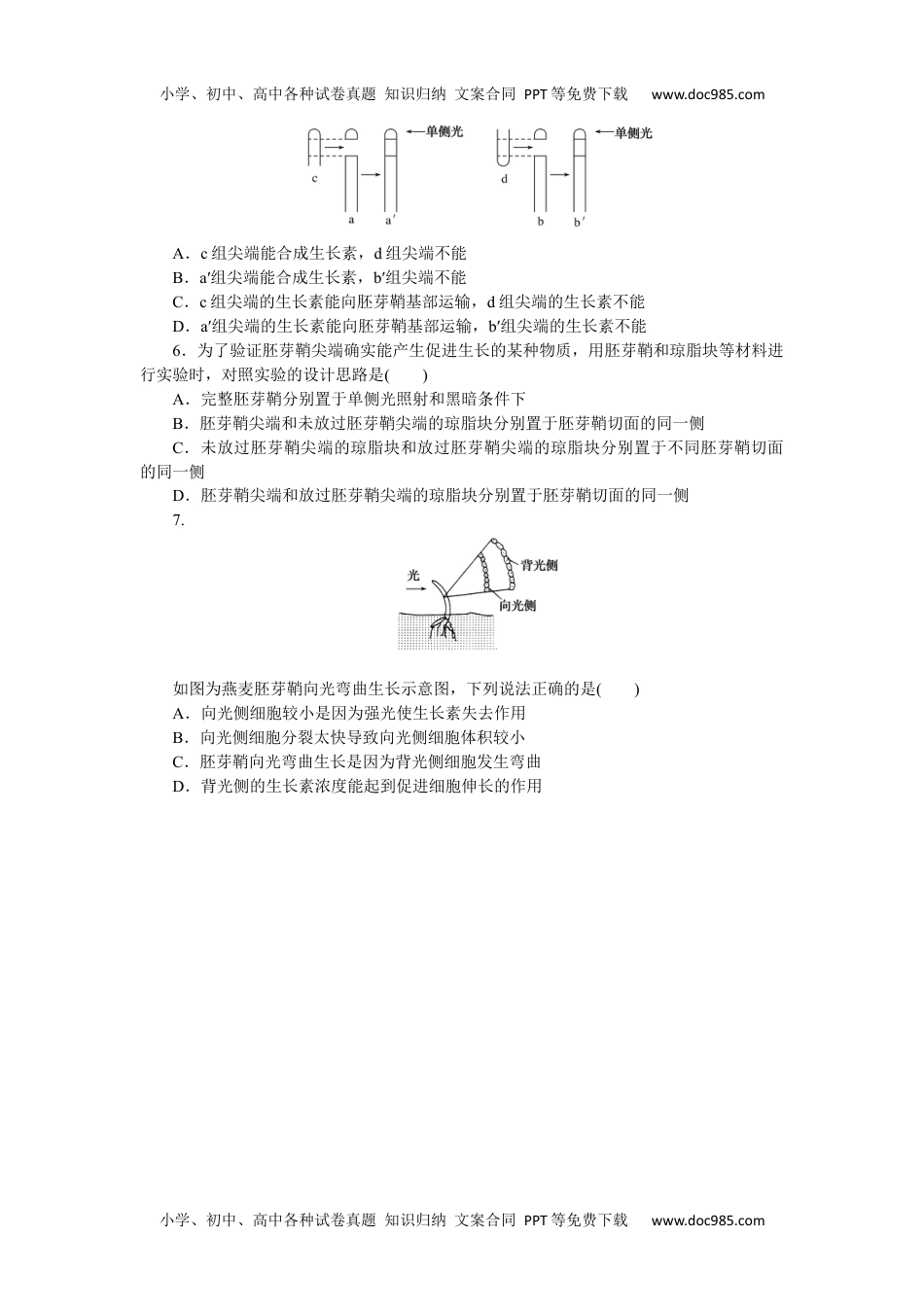 高中2023《微专题·小练习》·生物专练68　植物生长素的发现.docx