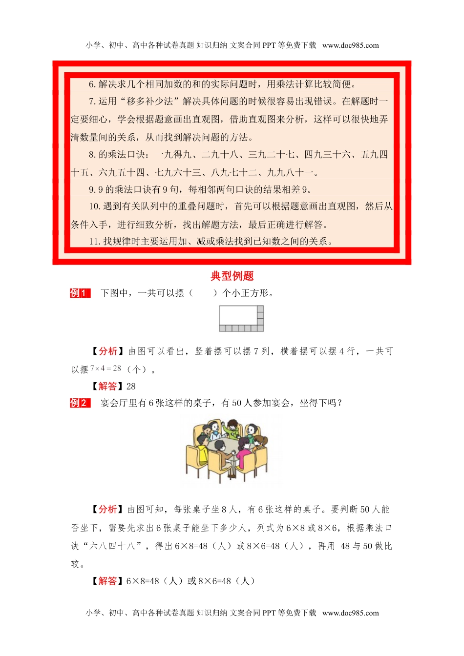 【单元复习指南】第六单元 表内乘法（二）-二年级上册数学单元复习精编讲义·人教版（含答案）.doc